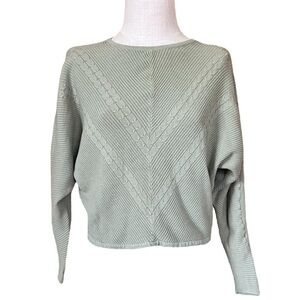 Tahari Medium Sage Green Dolman Sweater Ribbed Lightweight